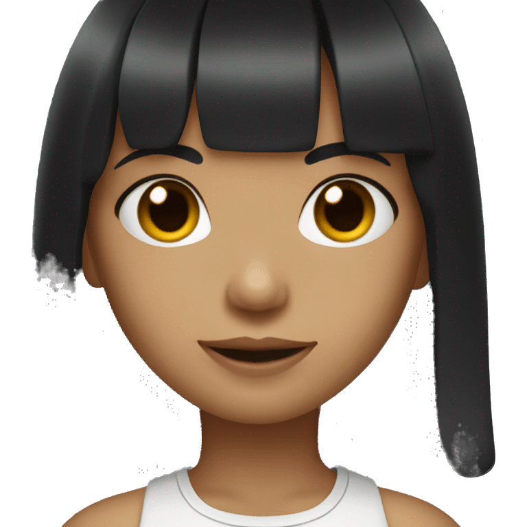 A girl with a black hair and bangs emoji