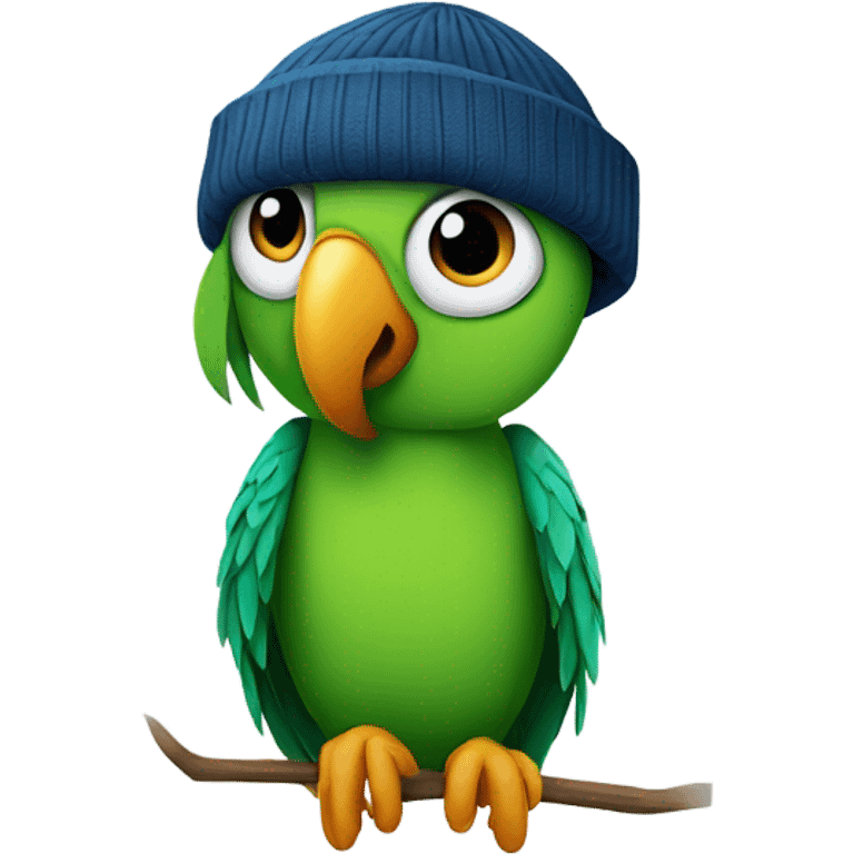 Parrot wearing a beanie emoji