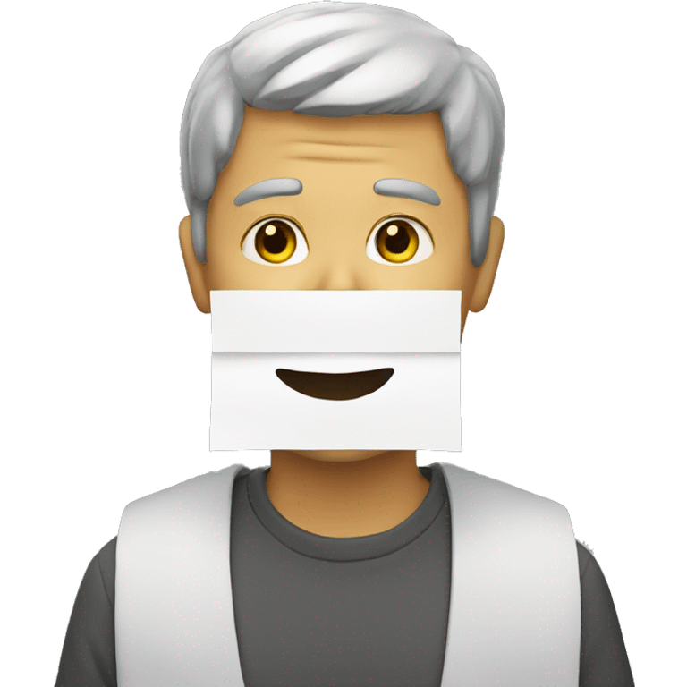 man with paper in mouth emoji