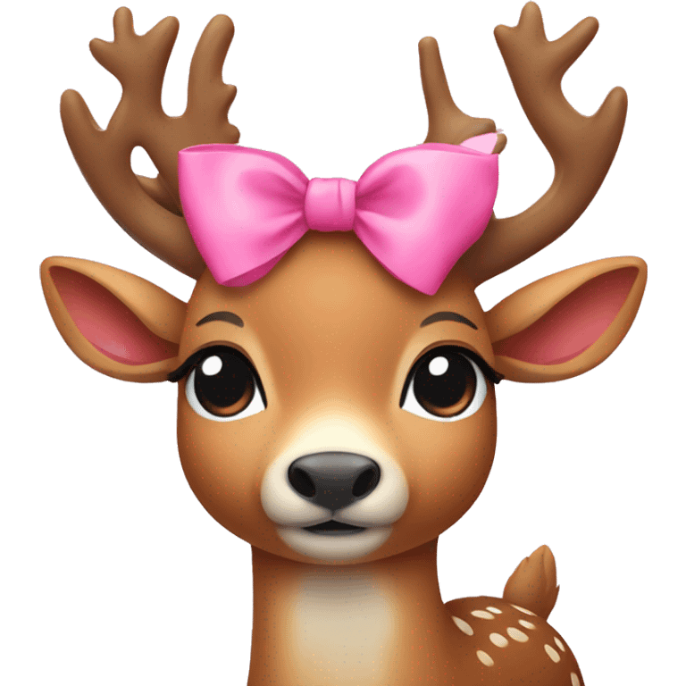 Cute deer with pink bow on its head emoji