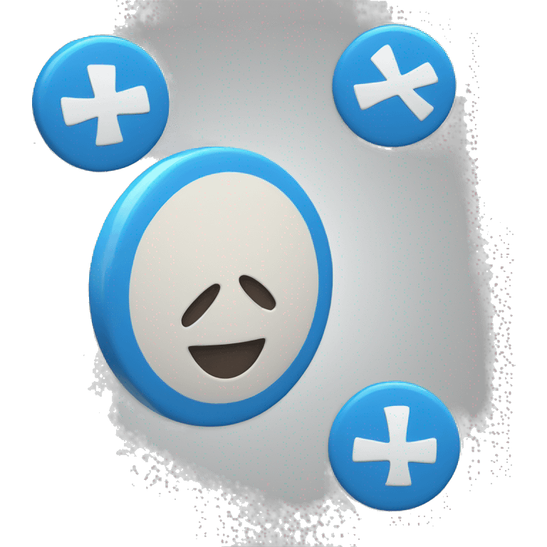 Blue round button with white X emoji