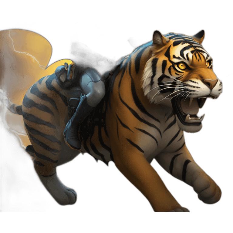 Batman riding on a tiger made of lightning emoji