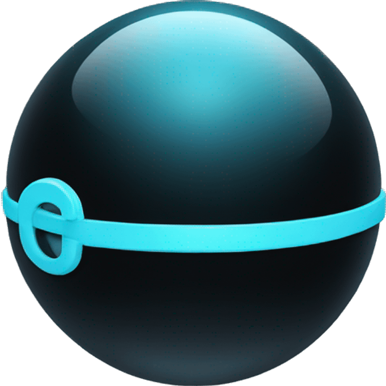 Black sphere with a light blue lock symbol on it emoji