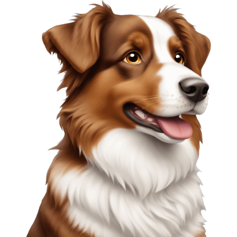 red and white australian shepherd dog sitting  emoji