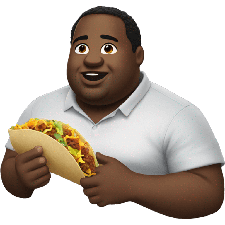 Fat black man eating taco bell emoji