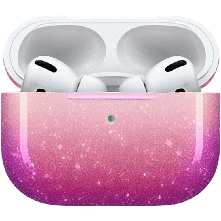 Pink ombre AirPods Pro with glitter emoji