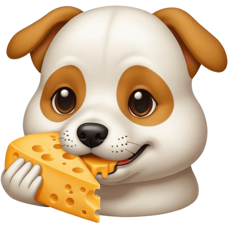 dog eating cheese emoji