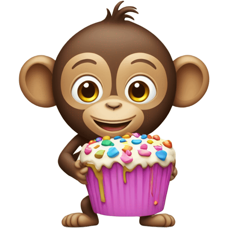 Monkey holding a cake emoji