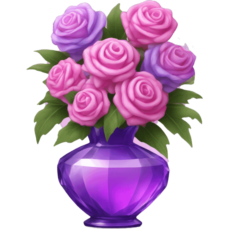 pink and purple bouquet in crystal vase emoji