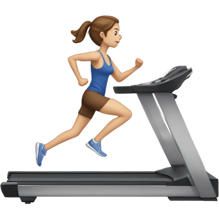 white girl with brown hair on treadmill emoji