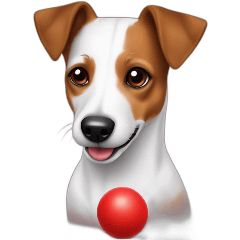 Jack Russell with small all red ball emoji