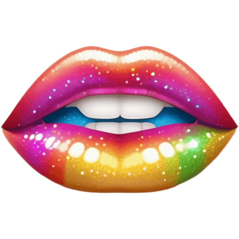 rainbow sparkles on lush, full lips. Lips only emoji