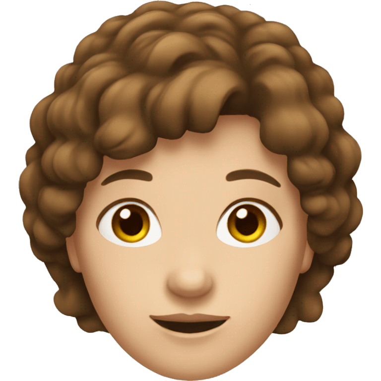 a woman with brown hair which greets emoji