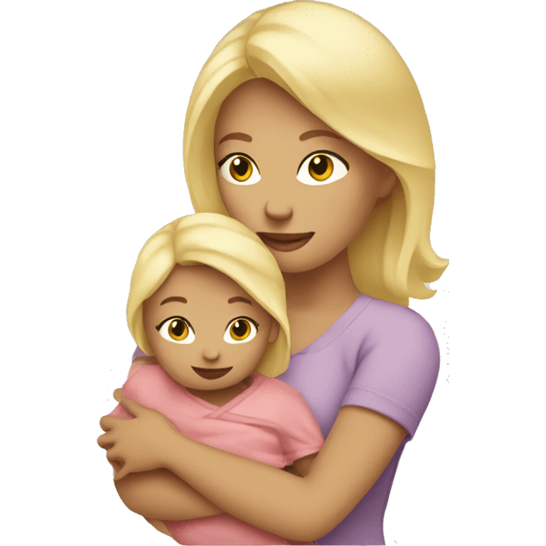 Blonde mom holding her baby emoji