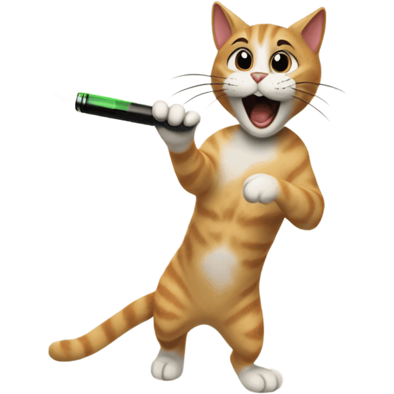 cat hitting a long vape pen emoji