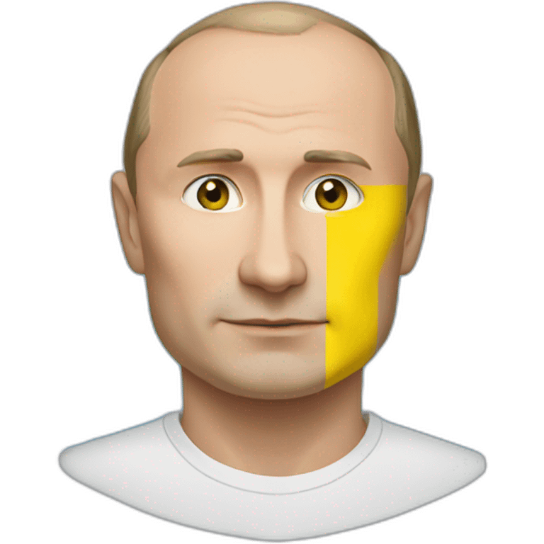 Putin with Ukrainian flag in background emoji