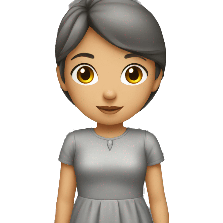 girl in a gray dress with road markings emoji