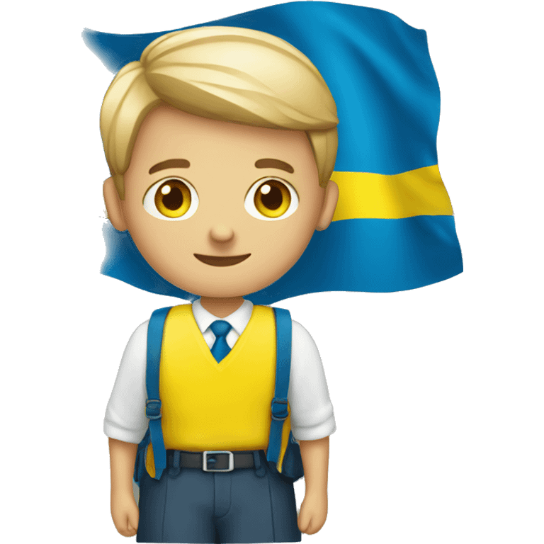 schoolboy with ukraine flag emoji