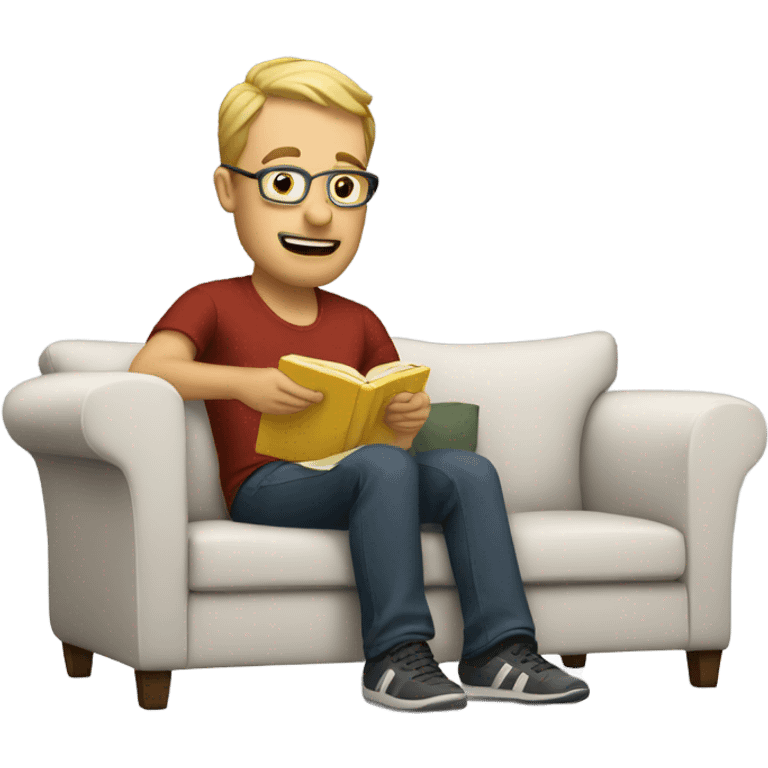 White Dad on couch reading  emoji