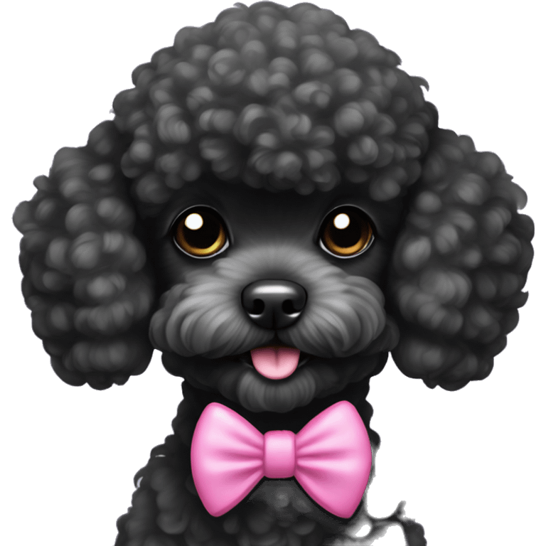 Black toy poodle with pink bow emoji