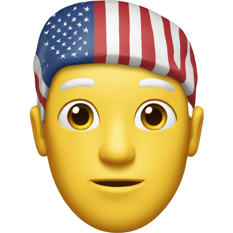 the head of a man with yellow skin and hair the color of the American flag emoji