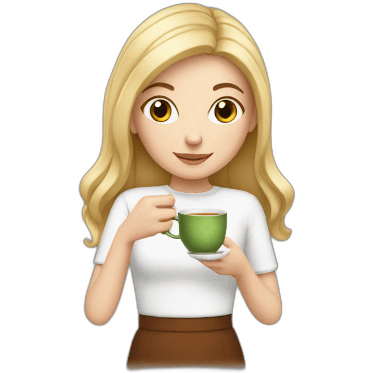 white girl with  drinking tea emoji