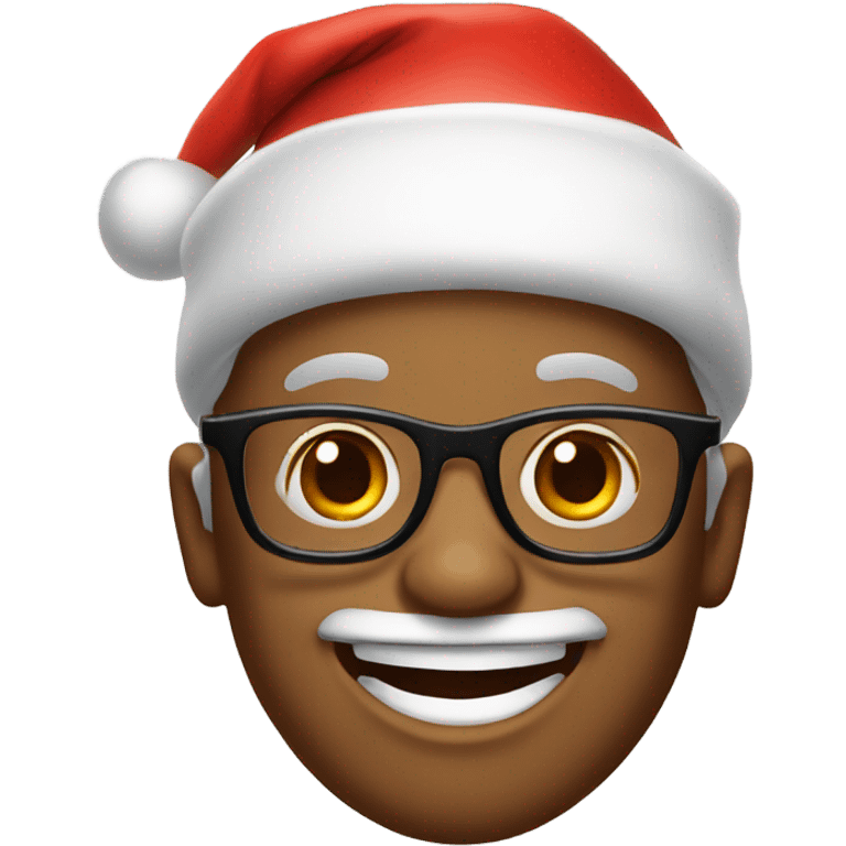 grinning boy with glasses Santa hat emoji