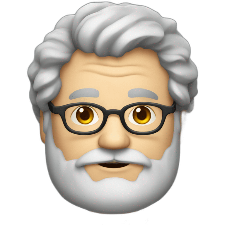 Old very fat scientist with a short beard and glasses and dark gray hair emoji