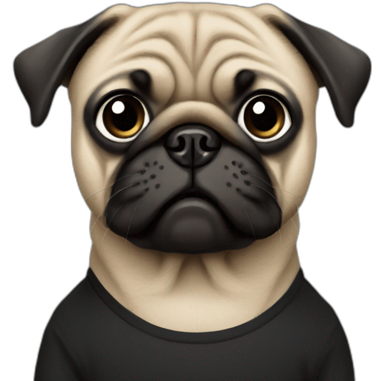 pug wearing a black t-shirt emoji