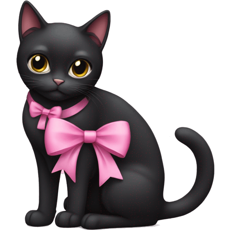 Black cat with pink bow emoji