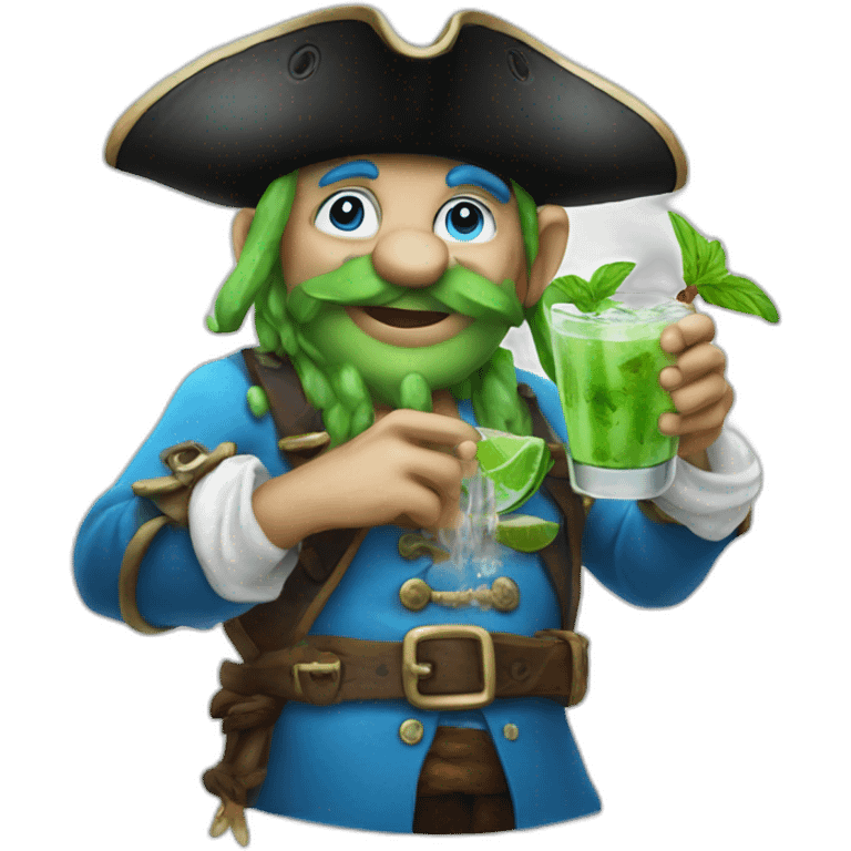 smurf pirate drinking mojito emoji