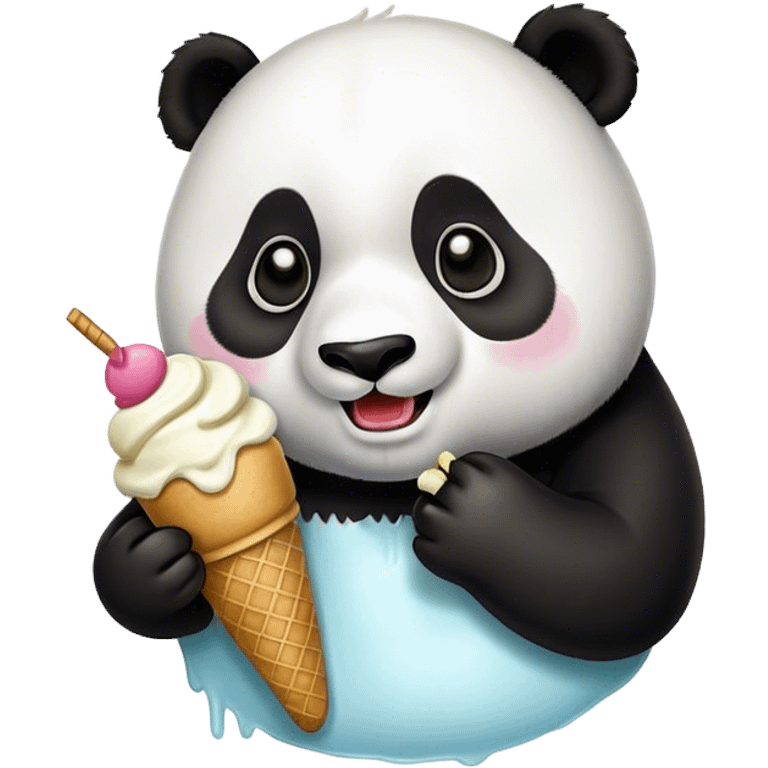 Panda eating ice cream emoji