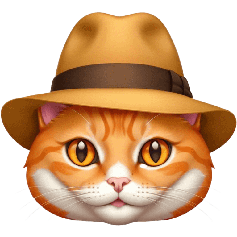 elegant orange cat with hat fedora emoji