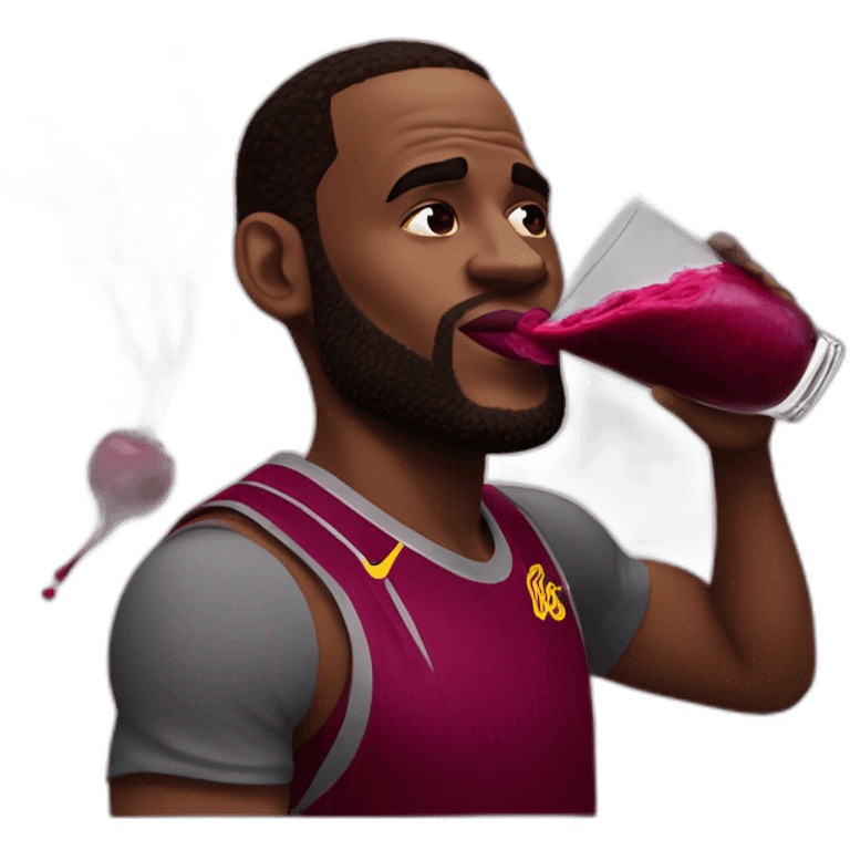 Lebron James drinking a beet emoji