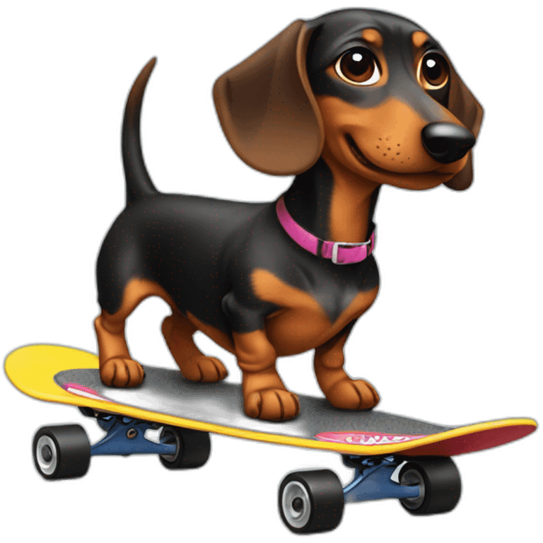 Dachshund riding a skateboard emoji