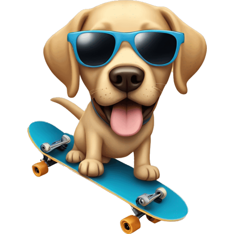 Labrador with shades on a skateboard shooting  emoji