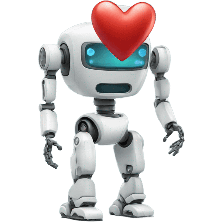 the robot holds a heart in its hand emoji