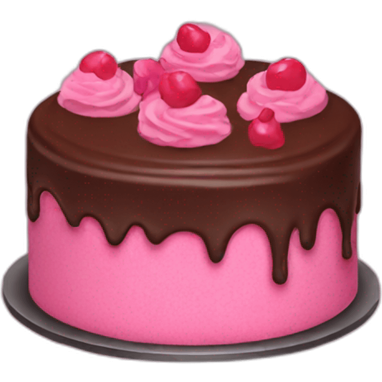 Pink cake with chocolate  emoji