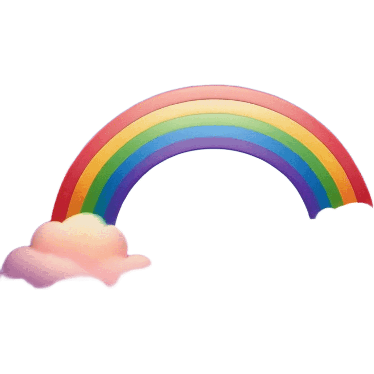 Cinematic Realistic Rainbow Emoji, Arching gracefully across the sky, with soft, glowing hues of red, orange, yellow, green, blue, indigo, and violet blending seamlessly into one another. The rainbow feels like a hopeful promise, gently illuminating the sky with a warm, uplifting glow. Soft glowing outline, capturing the essence of joy, hope, and vibrant color in a stunning rainbow! emoji