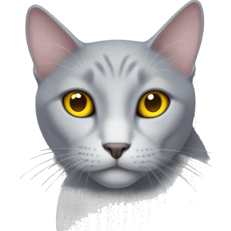 A black cat with yellow eyes and a white spot on the chest emoji