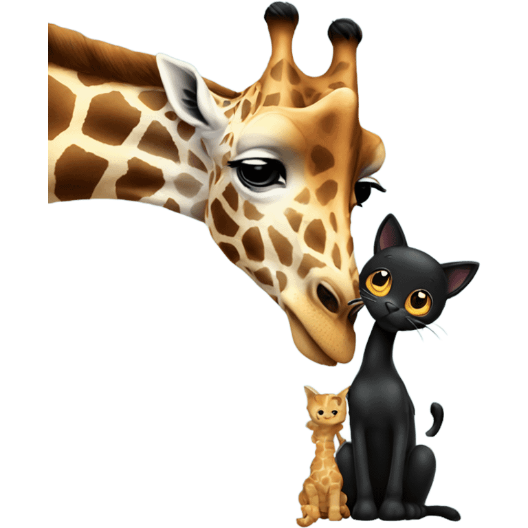 giraffe holding black cat emoji