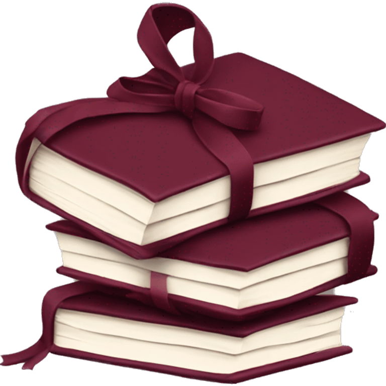 burgundy books stacked up and tied together by a burgundy bow emoji