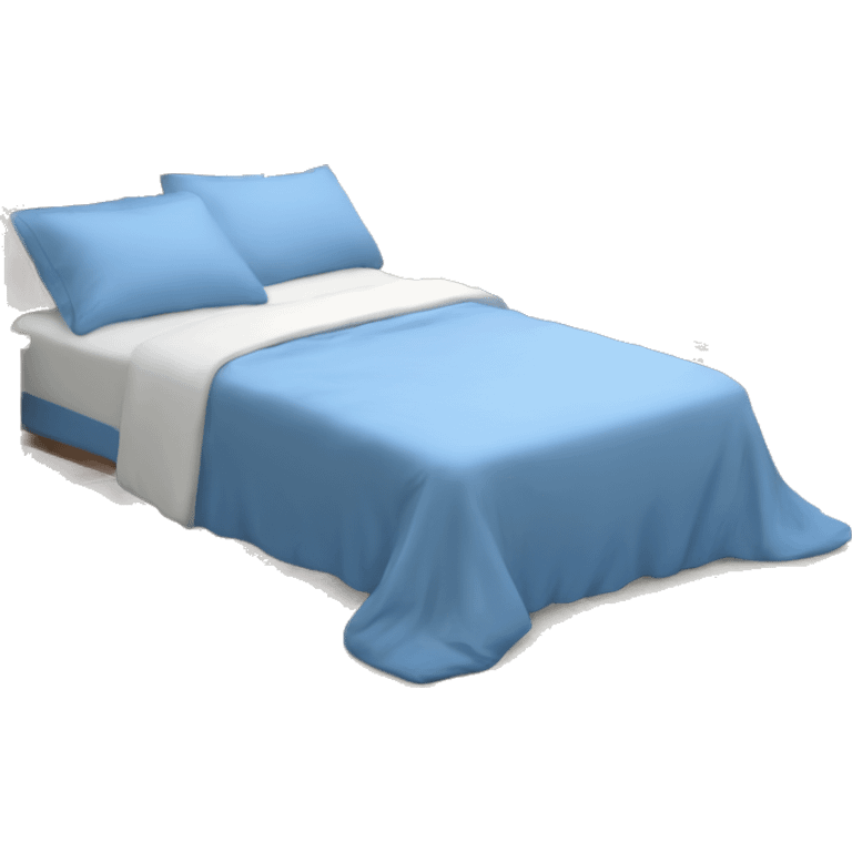 Cosy bed with blue smal flower bed sheets emoji