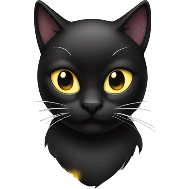 Shoutout emoji of a cat with a long black haircut, fancy cat, glow around it, emoji buzzkill emoji