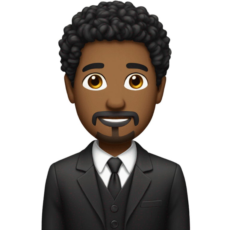 brown skin man with goatee and short black curly hair wearing a suit emoji