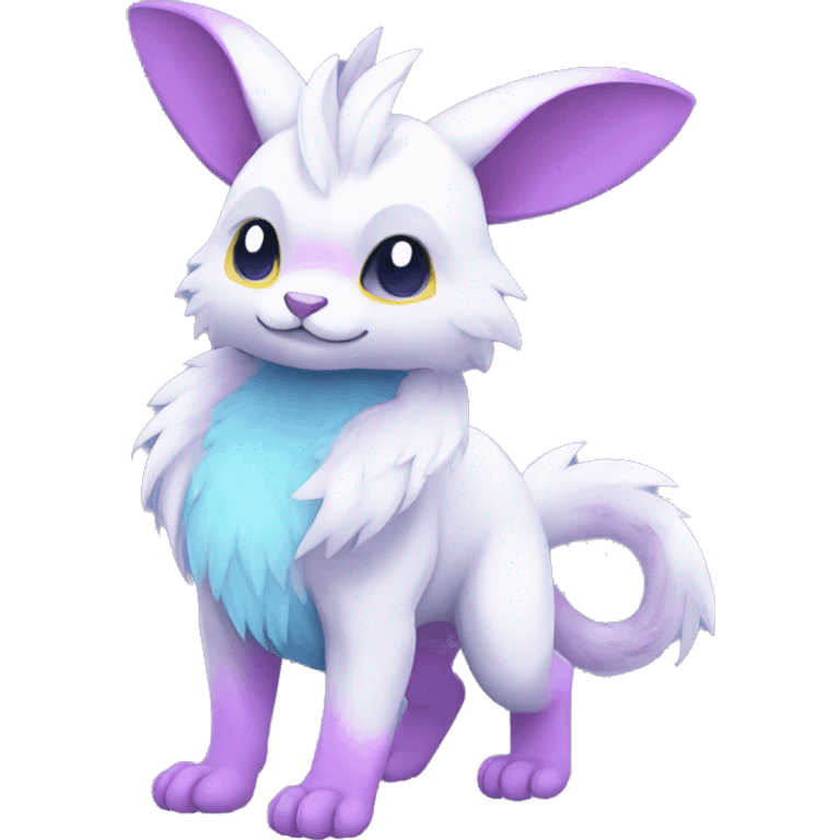 Cute cool white blue purple pink animal hybrid Fakemon full body emoji