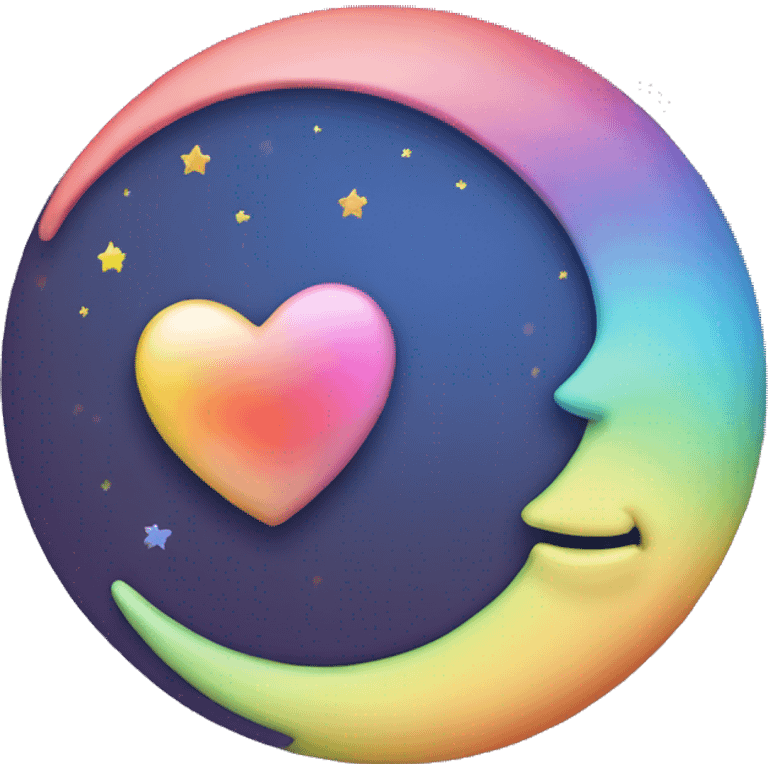 moon with rainbow heart emoji