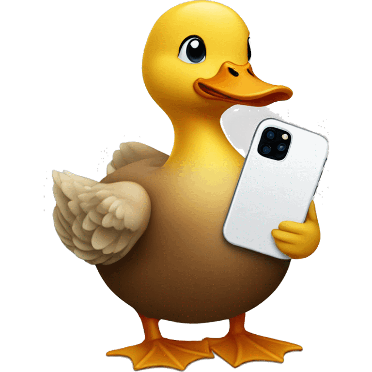 Duck holding an iPhone  emoji