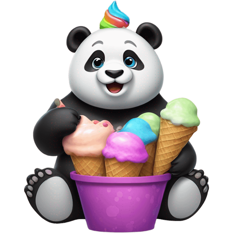 Panda eating ice cream emoji