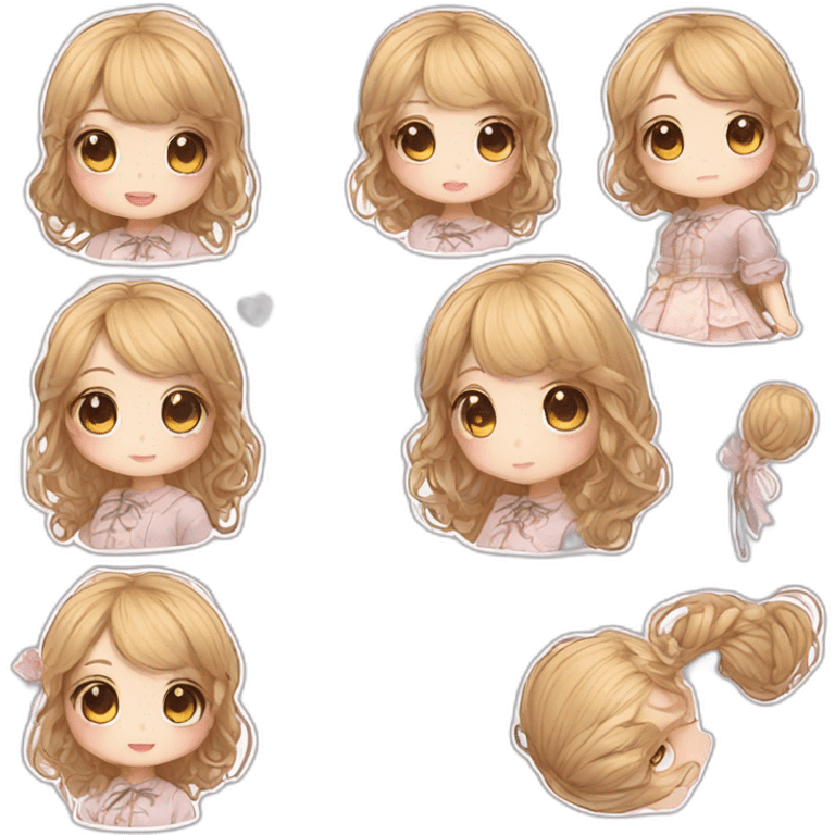 draw a sticker pack in anime style this porcelain doll fell in love emoji